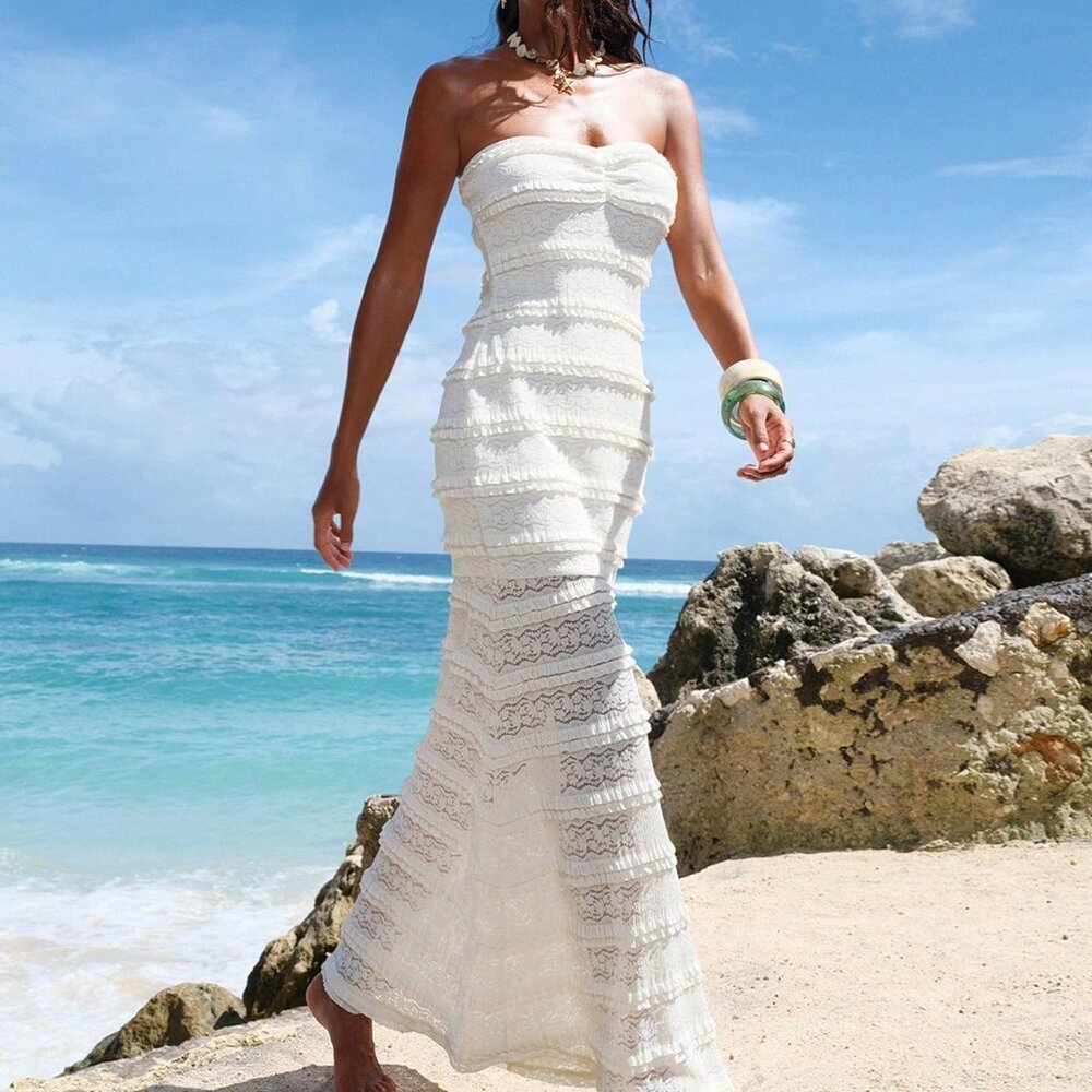 White Casual Women's Knit Bodycon Dress - Picture 6 of 7